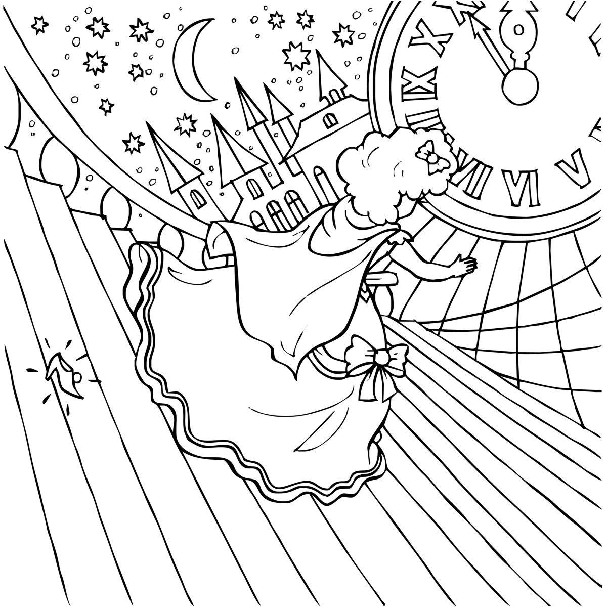 Раскраска Золушка с цветами