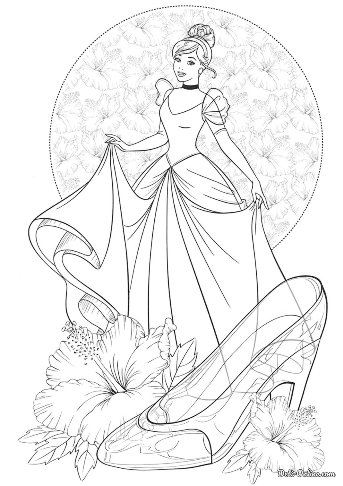 Золушка убирается раскраска