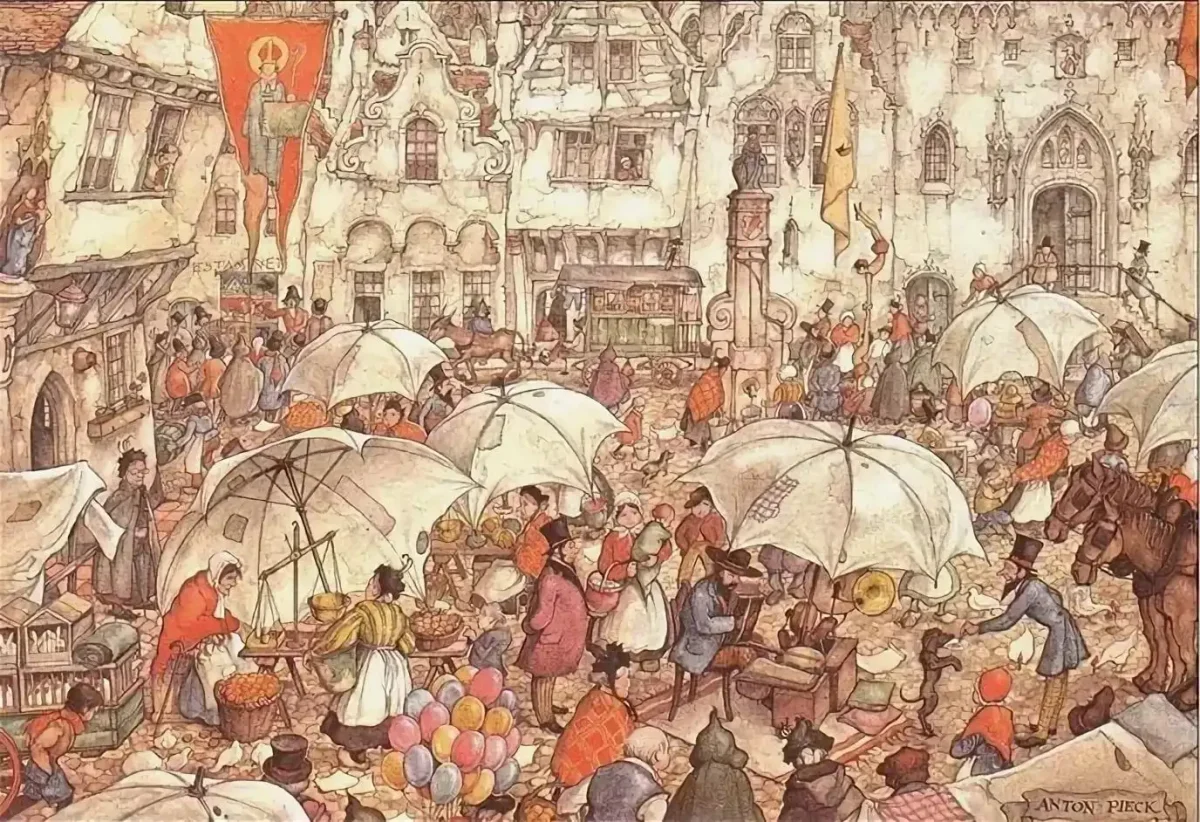 Vintage illustration Street anton Pieck