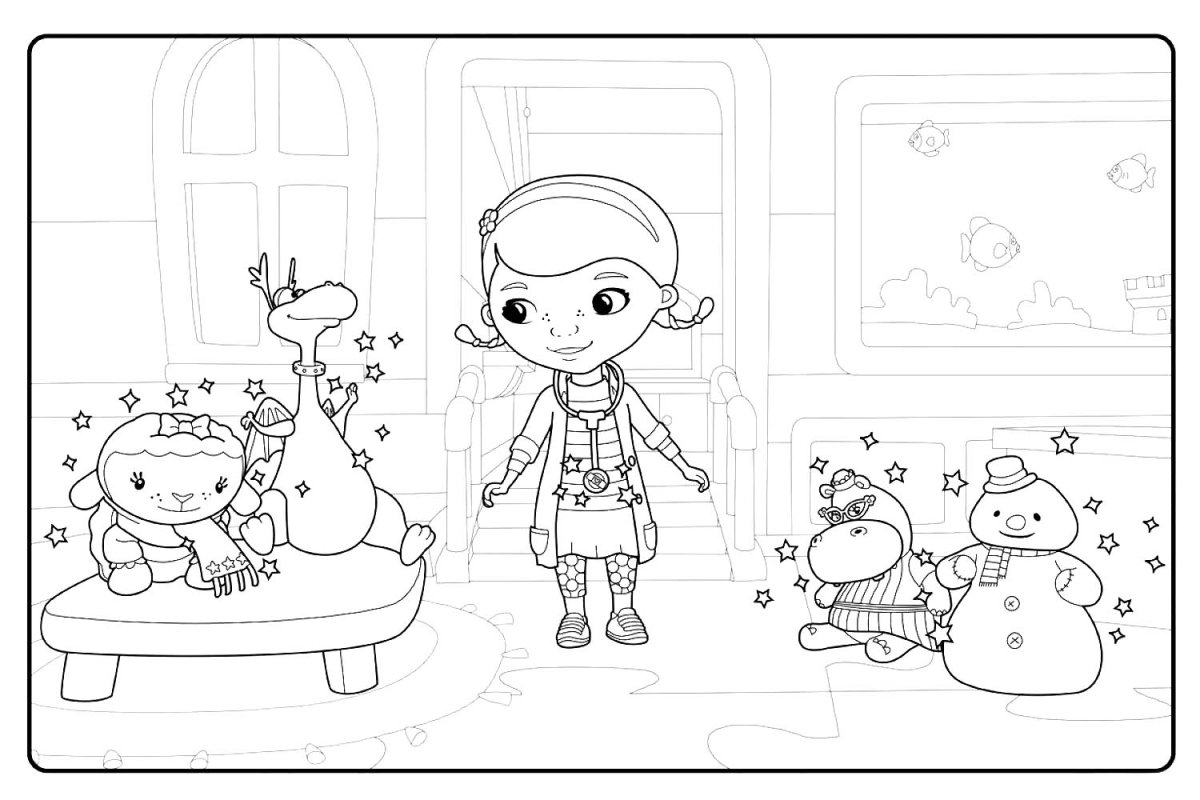 Раскраска доктор Плюшева Стаффи