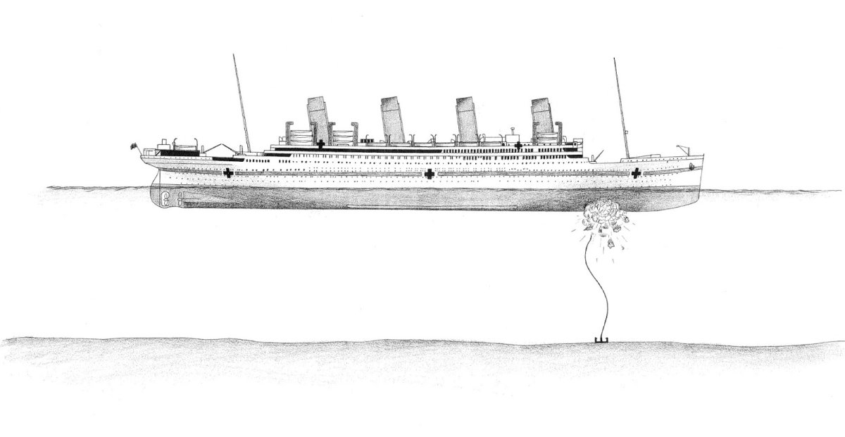 Корабль Титаник для разукрашивания