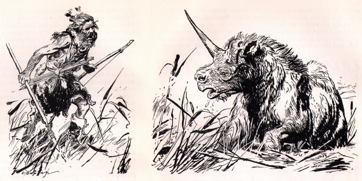 Зденек Буриан охота на шерстистого носорога