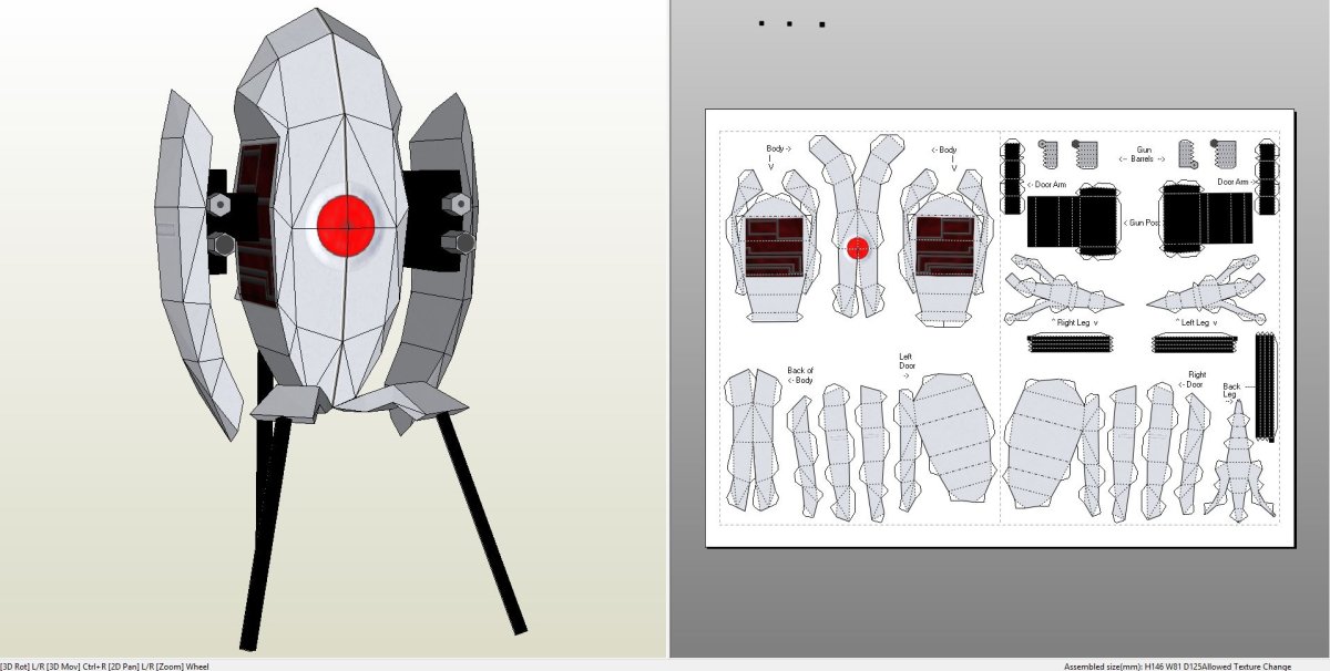 Турель Portal 2 из бумаги