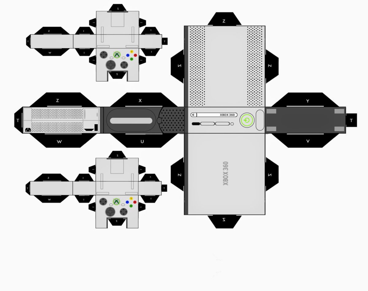 Приставка из бумаги Xbox 360