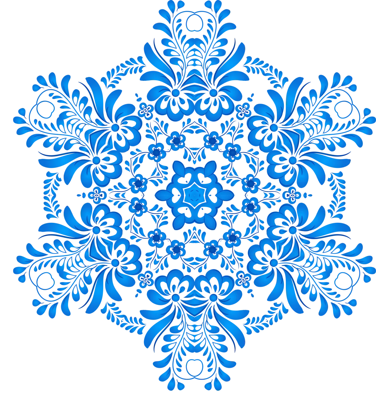 Снежинки в стиле Гжель