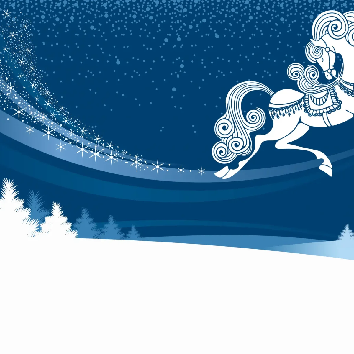 Дед Мороз на санях с лошадьми