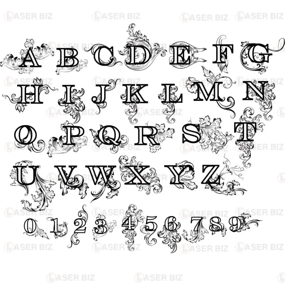 Узорные буквы английского алфавита