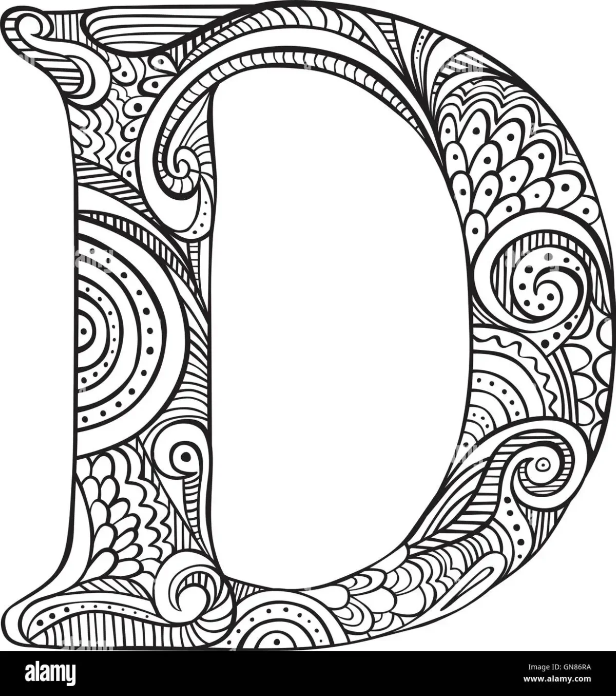 Красивая буква д с узорами