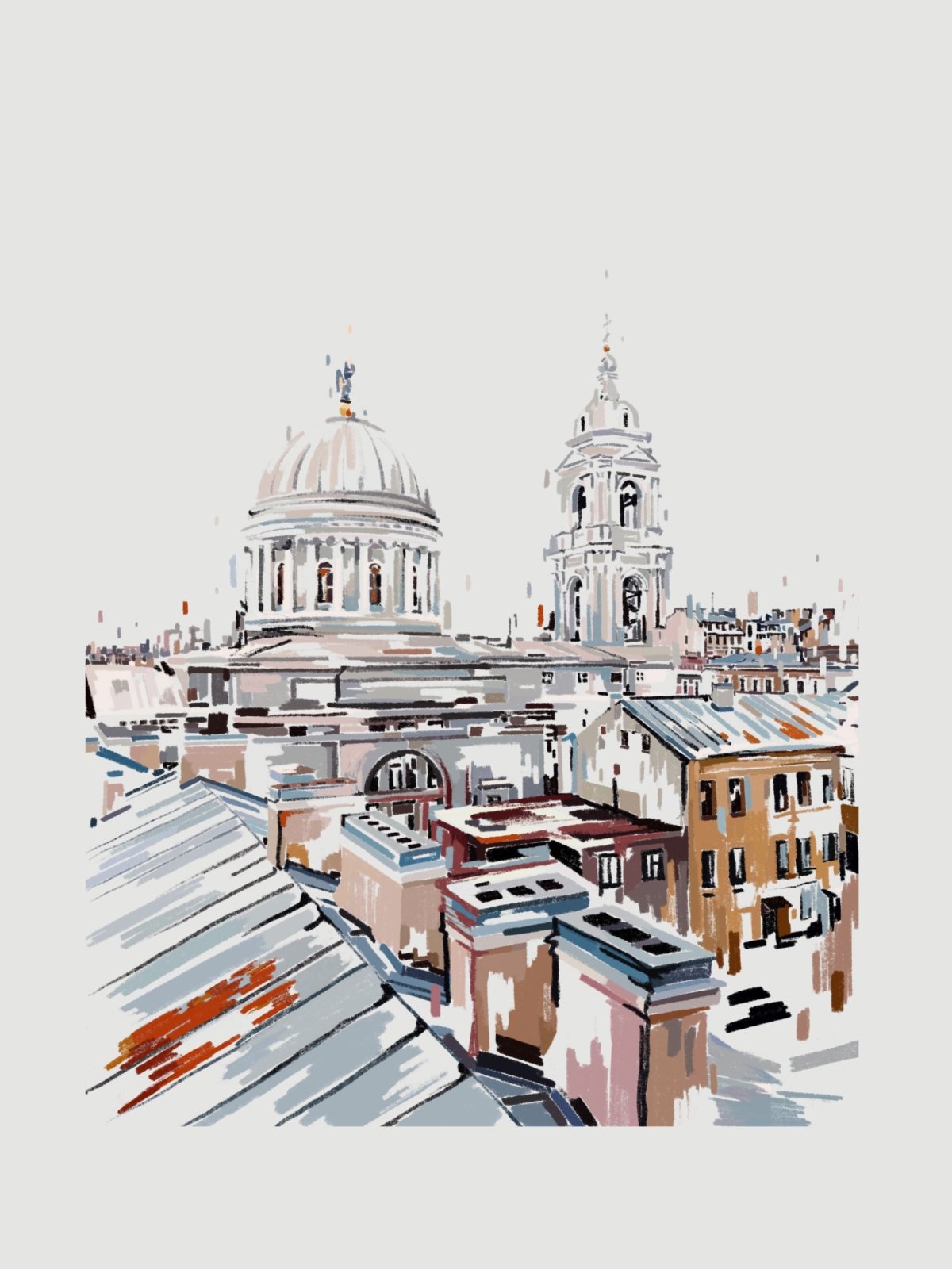 Скетчинг архитектура Санкт-Петербург маркерами Исакиевский собор