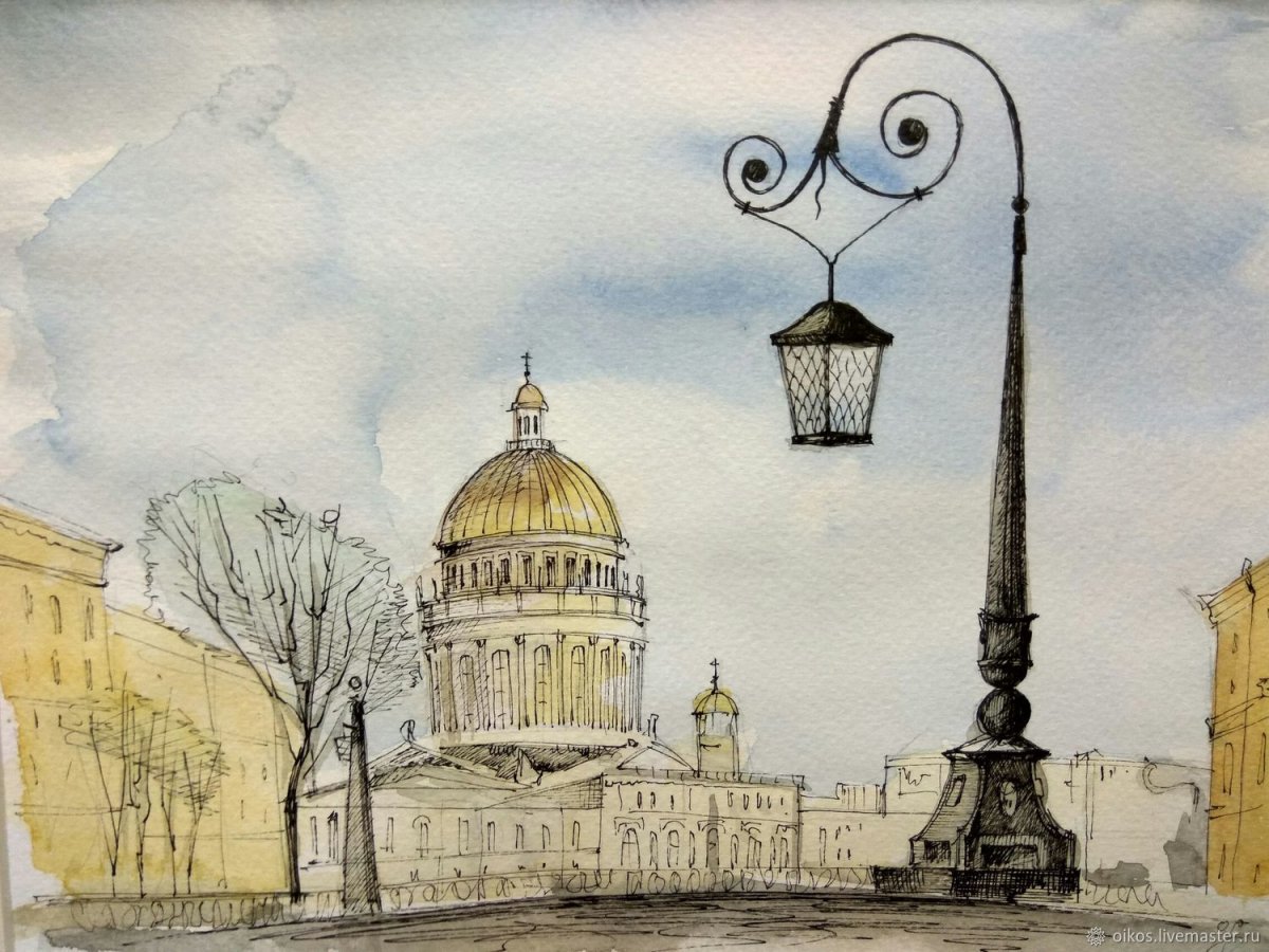 Силуэт Исаакиевского собора в Санкт-Петербурге