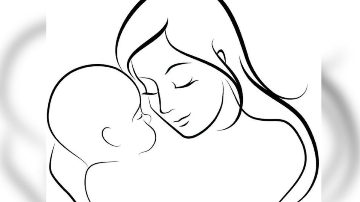 Мать и дитя раскраска