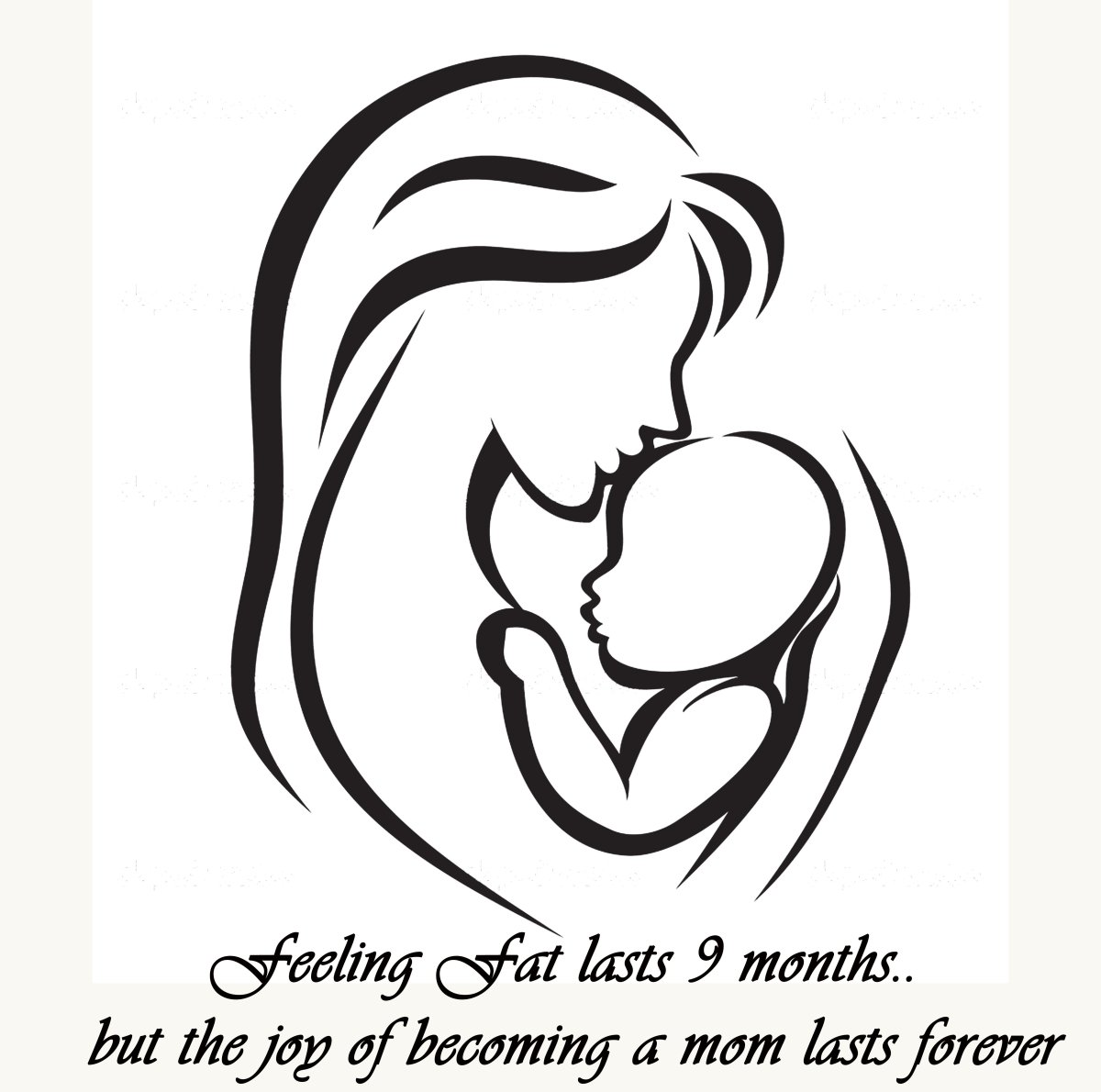 Мама и ребенок силуэт на прозрачном