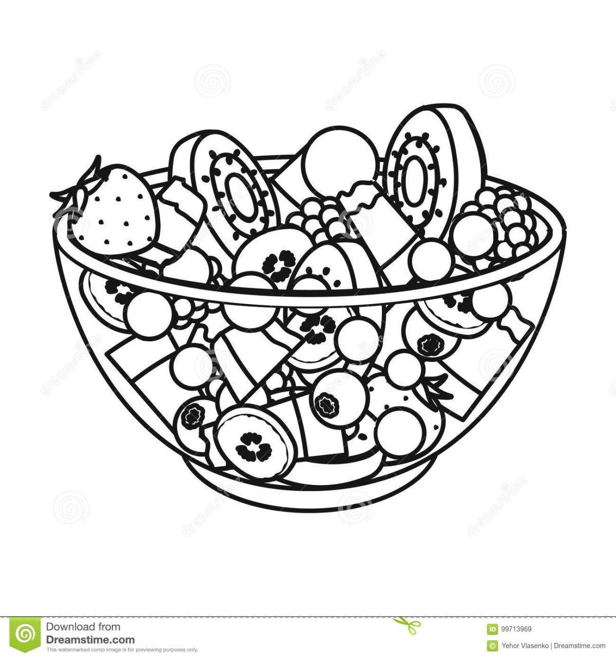 Овощной салат раскраска