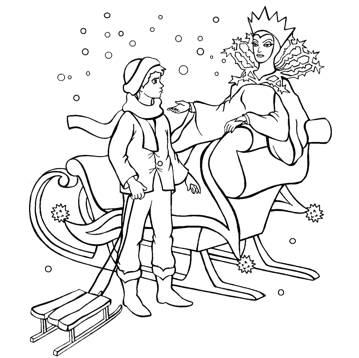 Раскраска снежной королевы из сказки Снежная Королева