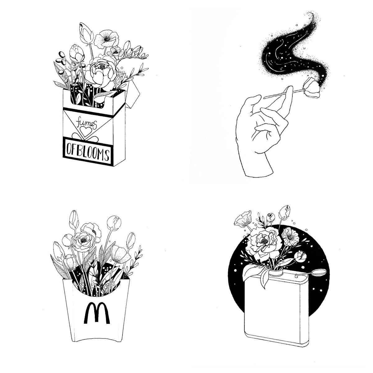 Эскизы тату сигареты