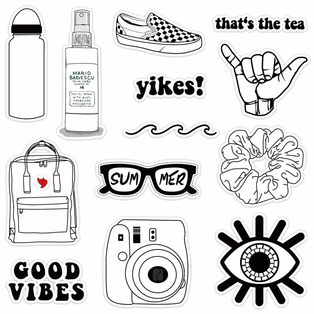 Стикеры для распечатки черно белые