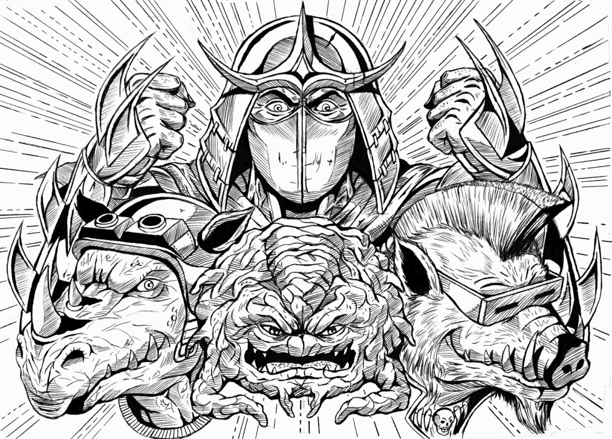 Шреддер Черепашки ниндзя чб