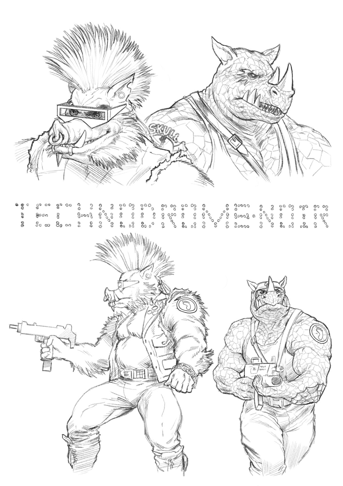 Бибоп и рокстеди карандашом