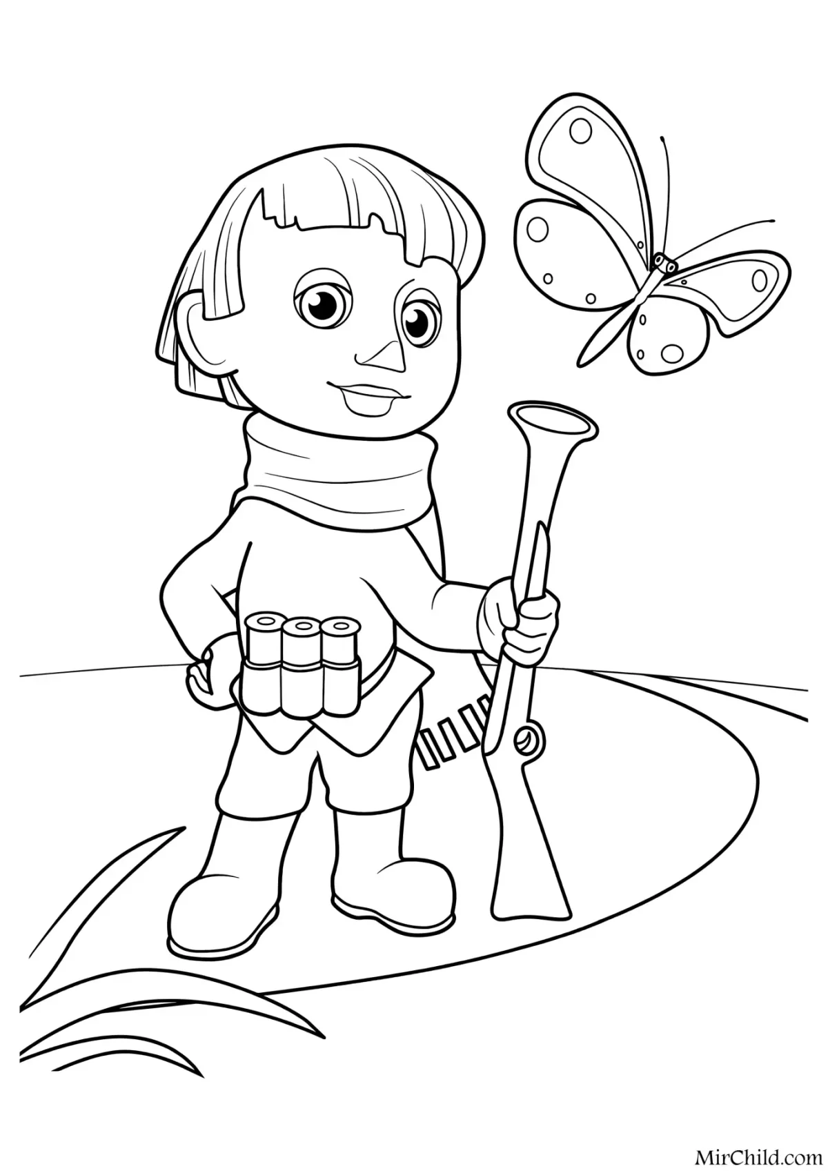 Раскраска девочка в платье и шляпе