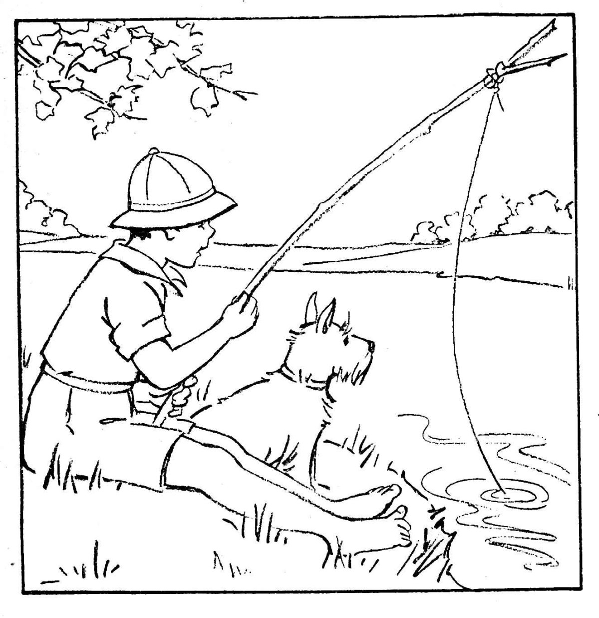 Рыбак раскраска для детей