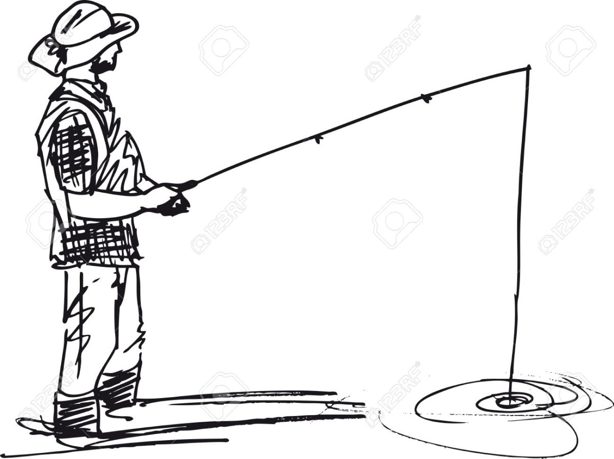 Раскраска мальчик на рыбалке