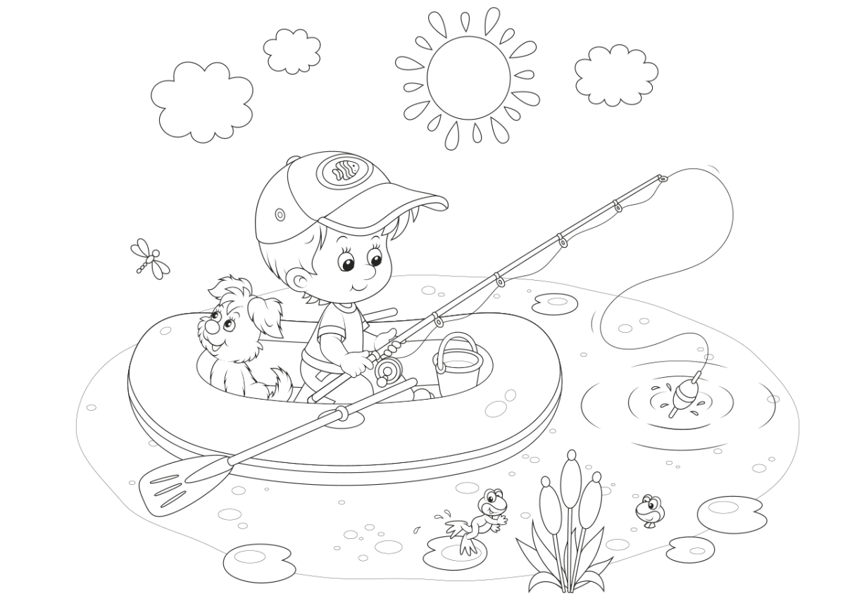 Раскраска лето рыбалка