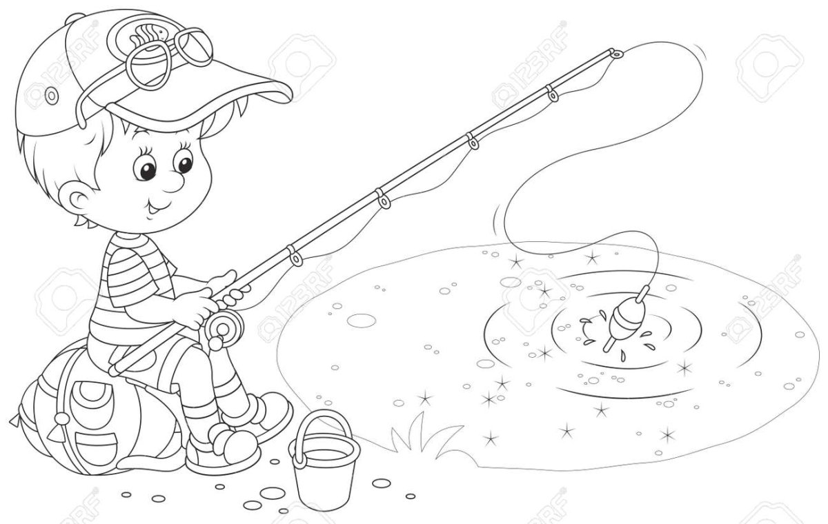 Рыбак раскраска для детей