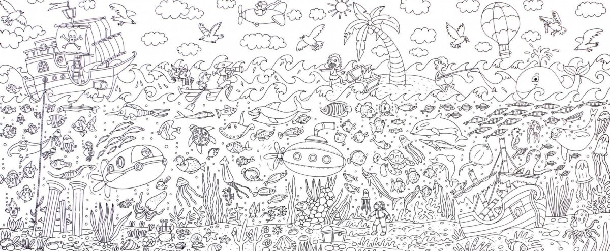 Большая раскраска на стену