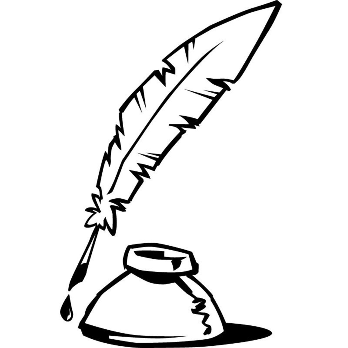 Перо с чернильницей раскраска