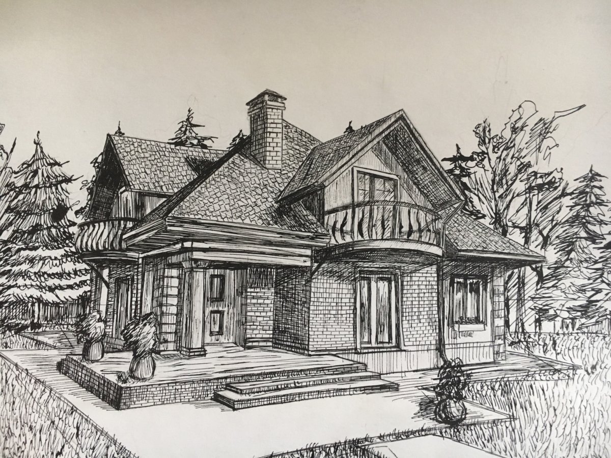 Фасады домов в графике