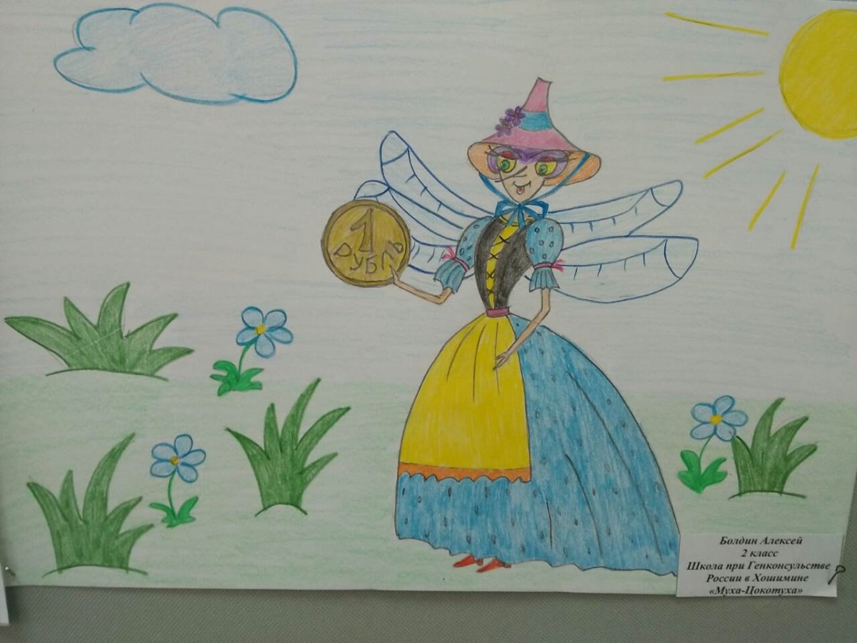 Раскраски по сказкам Корнея Чуковского Муха Цокотуха