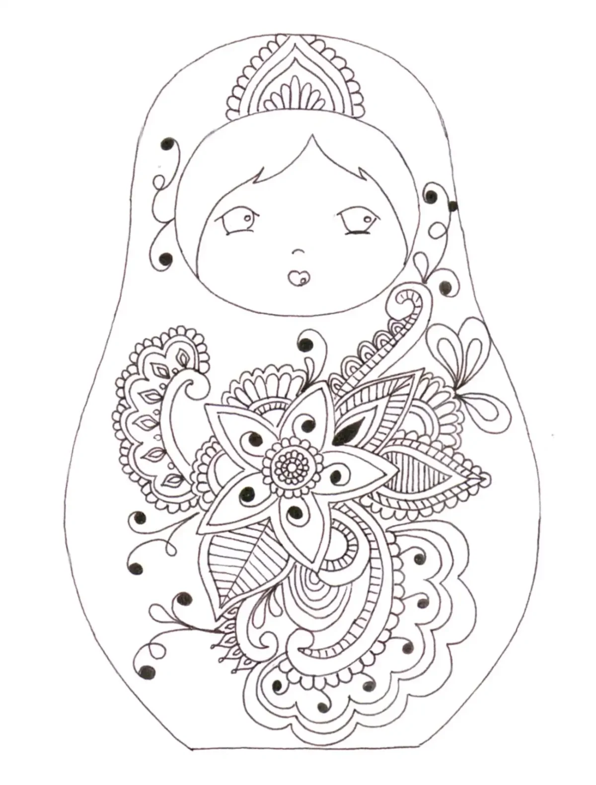 Кокеши кукла японская раскраска