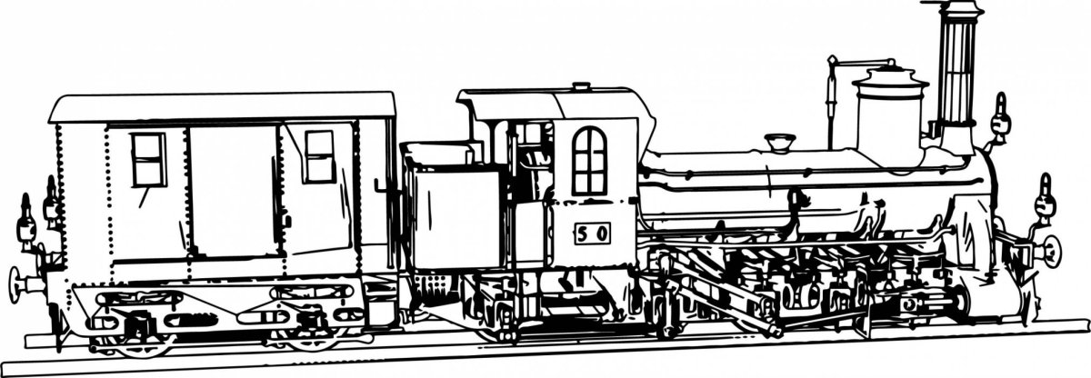 Раскраска старинный паровоз