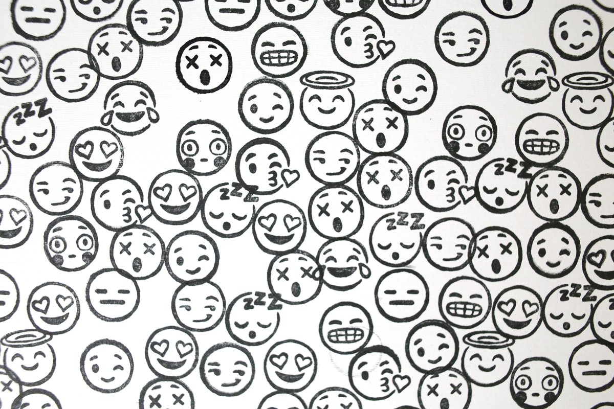 Распечатка смайлов черно-белых