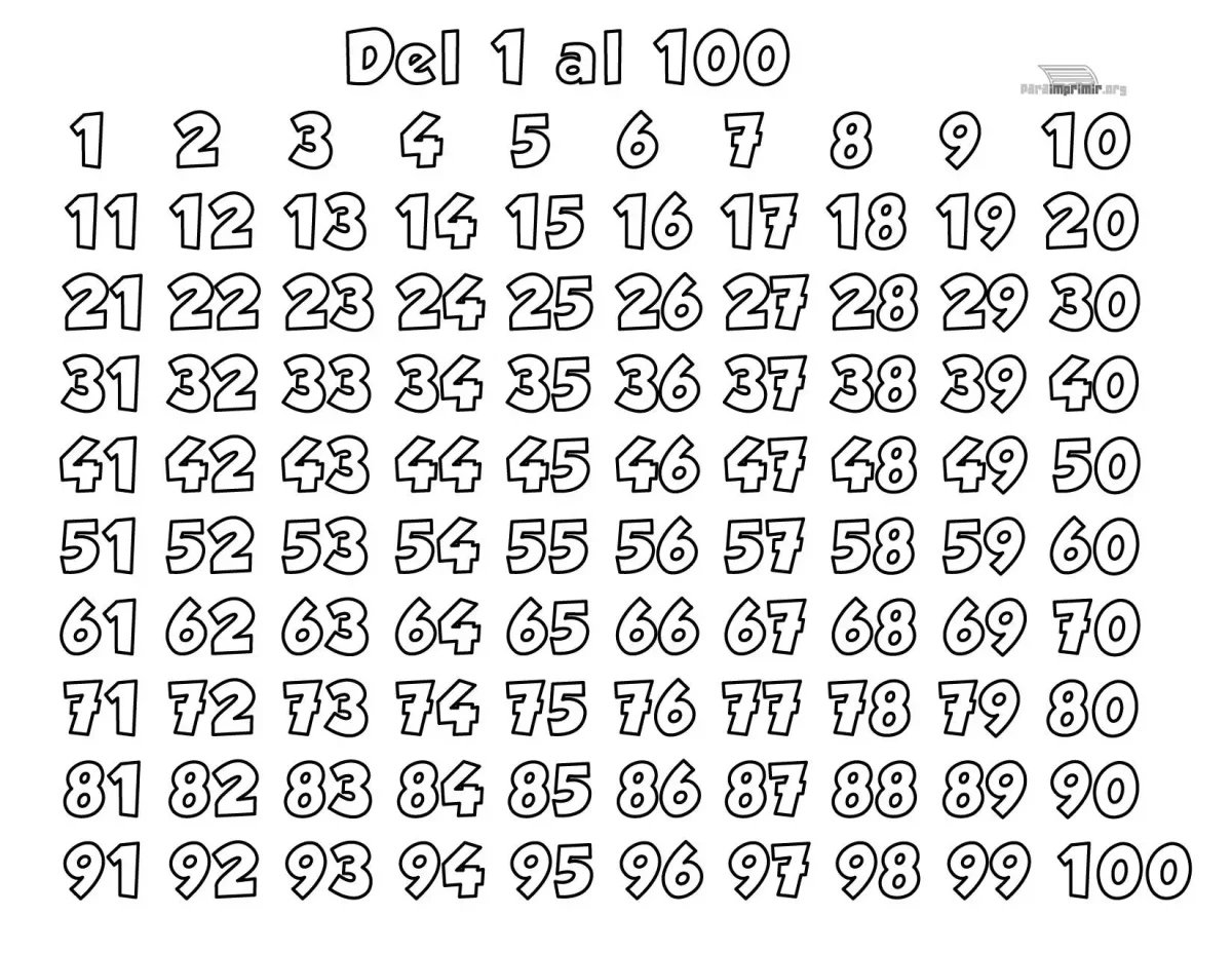 Распечатка от 1 до 100