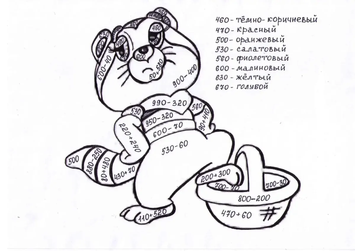 Раскраска сложение и вычитание многозначных чисел