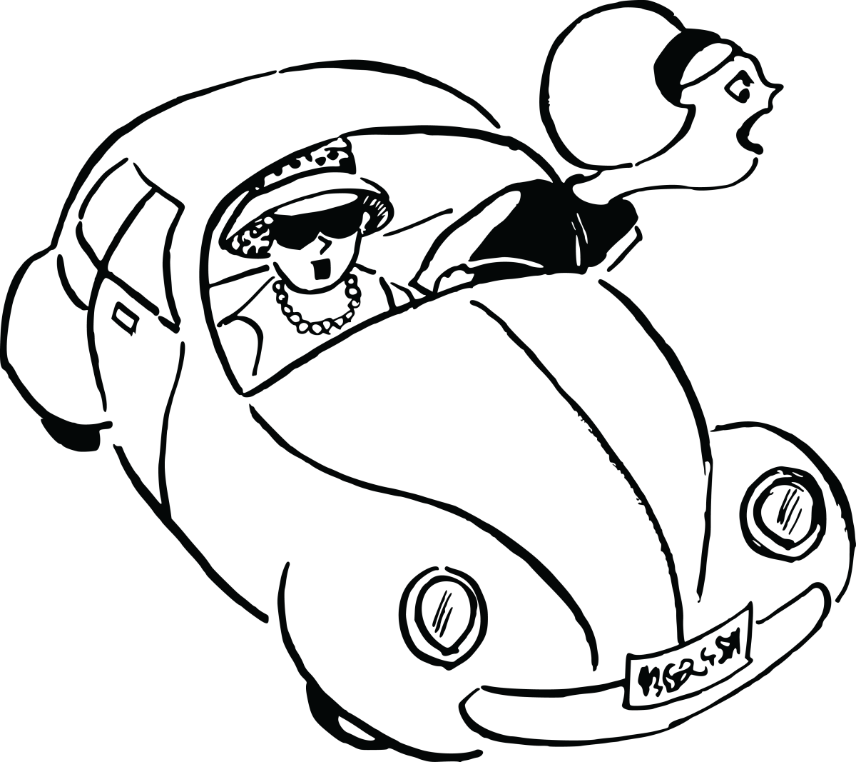 Рисунок с автомобилем и с автомобилистом