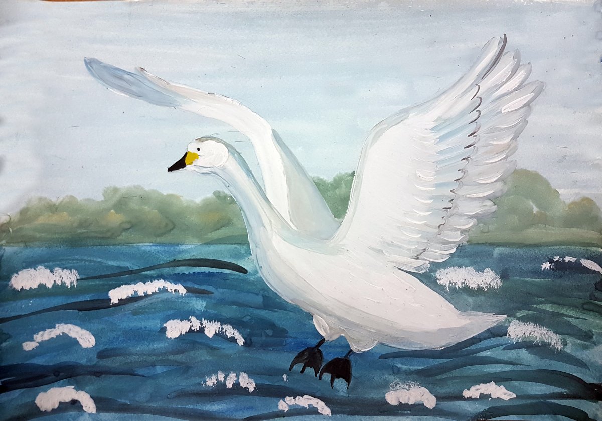 Картины пастель лебеди