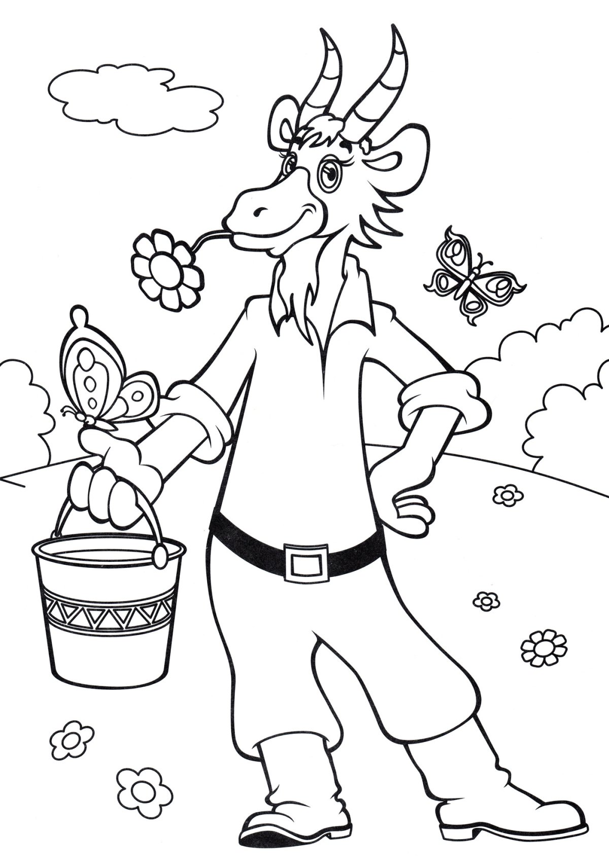 Коза из сказки раскраска