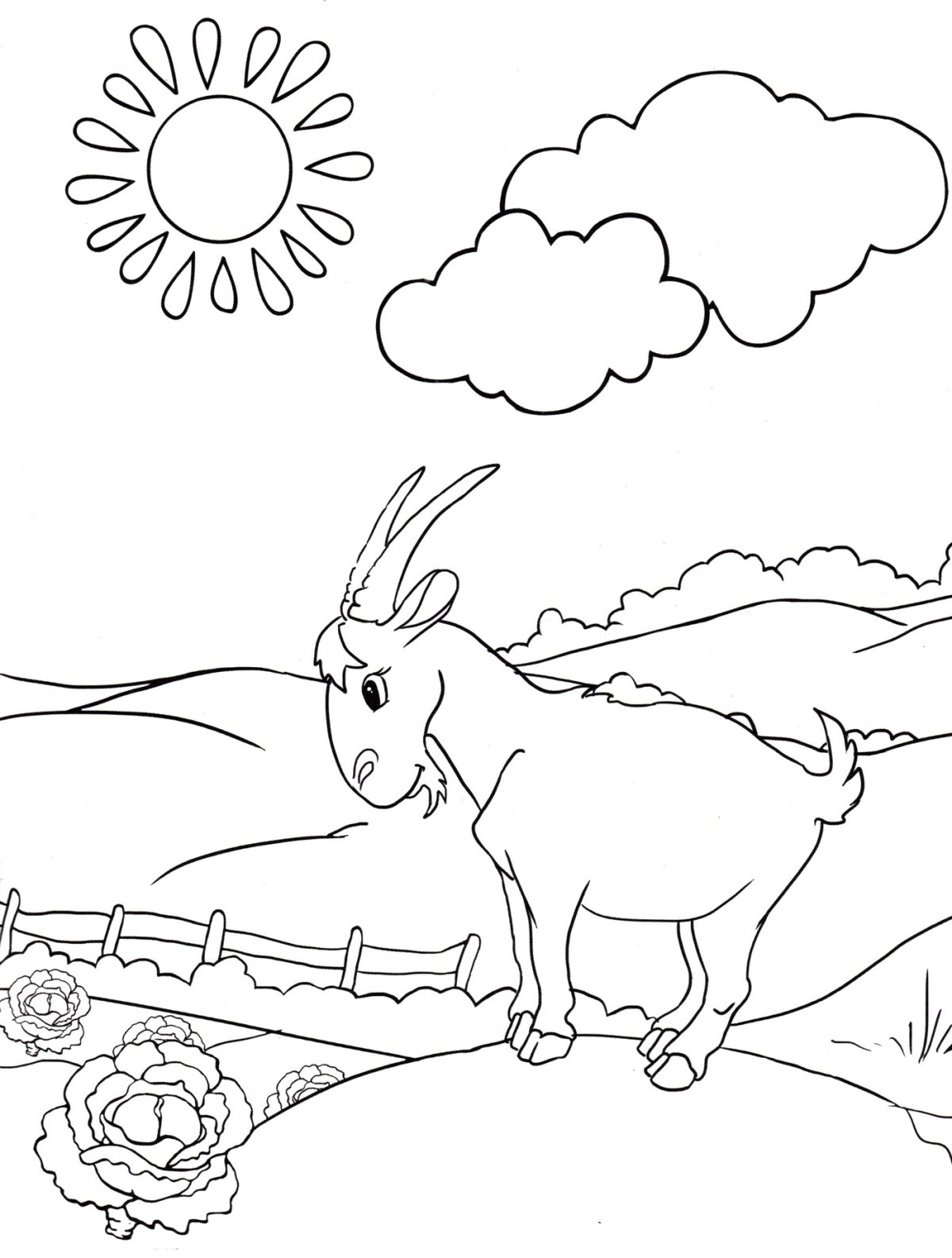 Раскраска коза для детей 5-6 лет