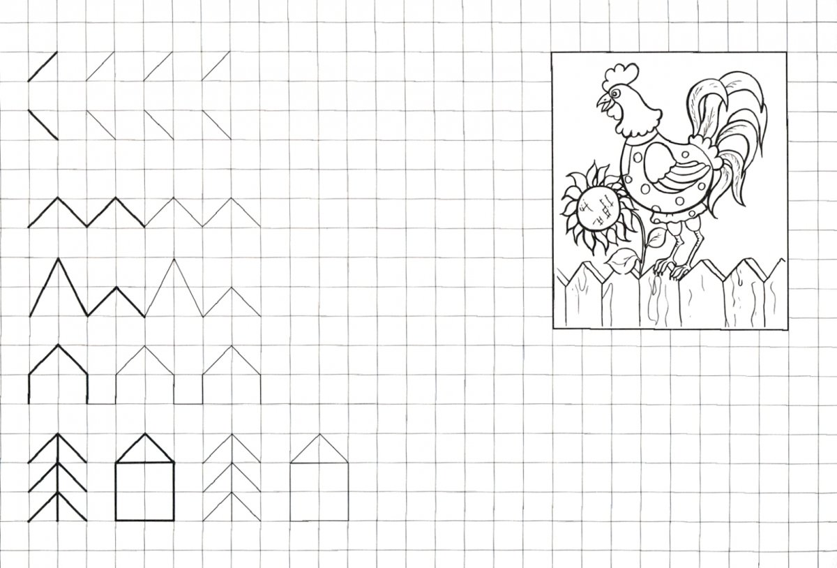 Узоры в тетради в клетку для дошкольников