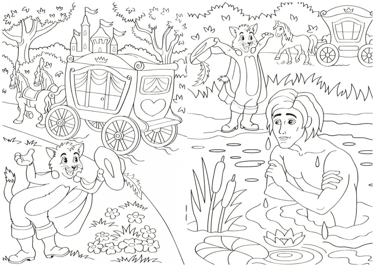 Кот в сапогах раскраска