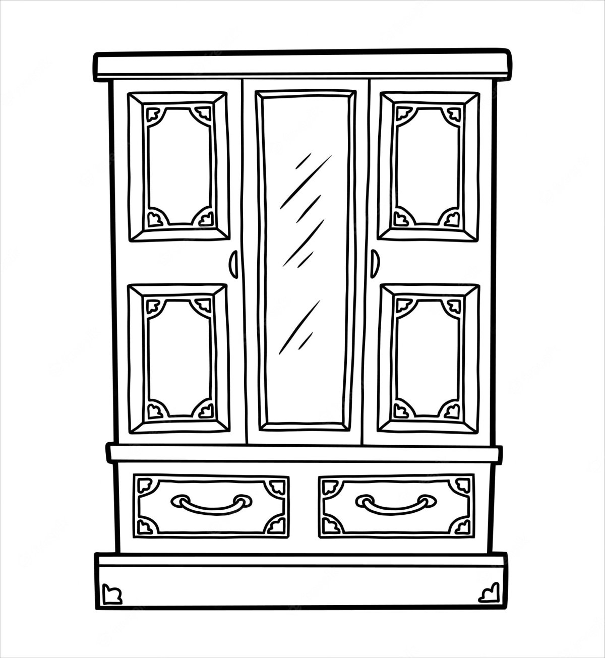 Книжный шкаф раскраска для детей