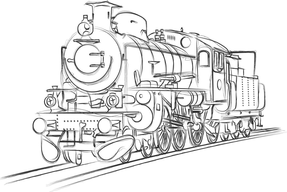 Грузовой поезд раскраска для детей