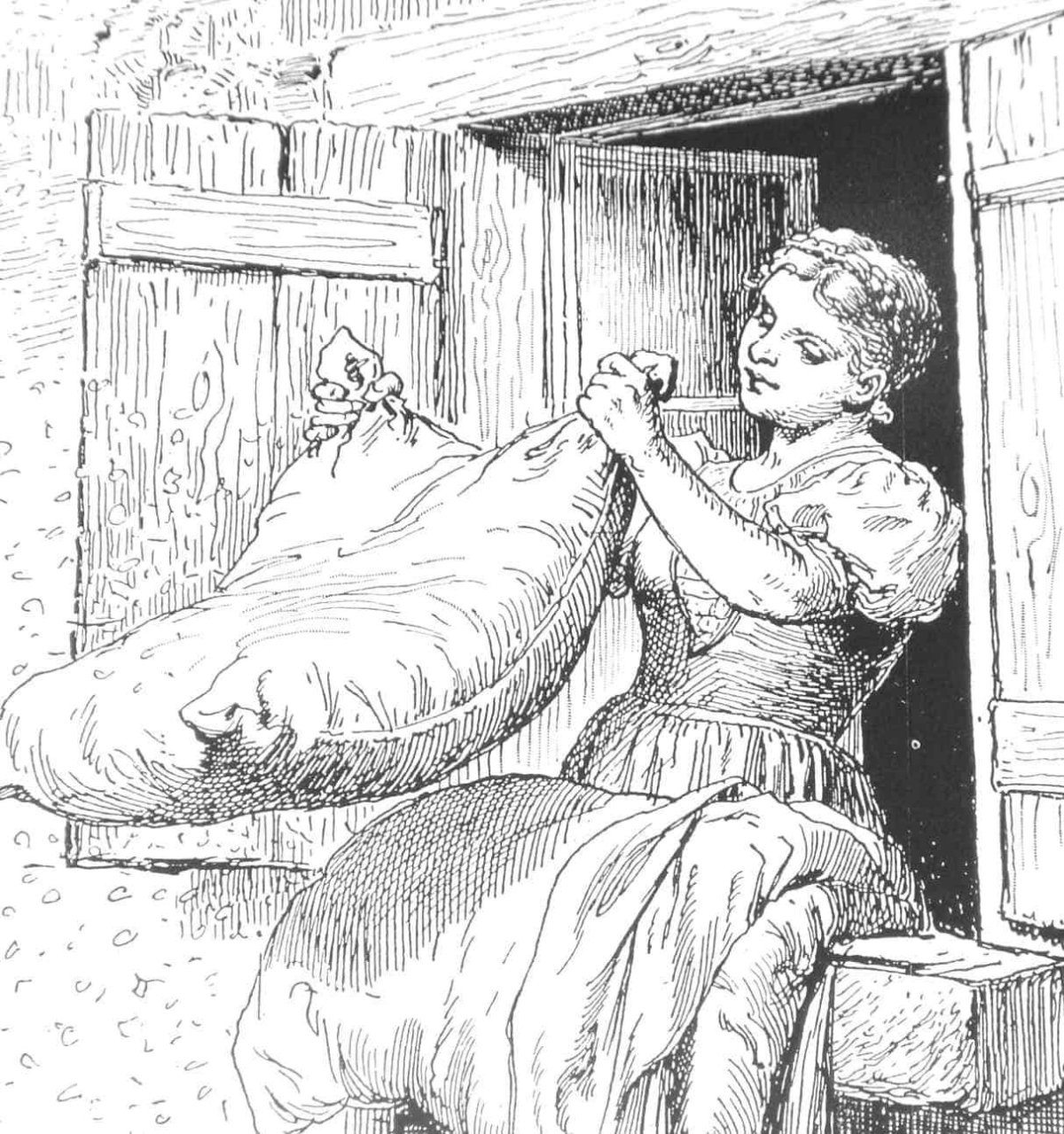 Раскраска к сказке госпожа Метелица братья Гримм