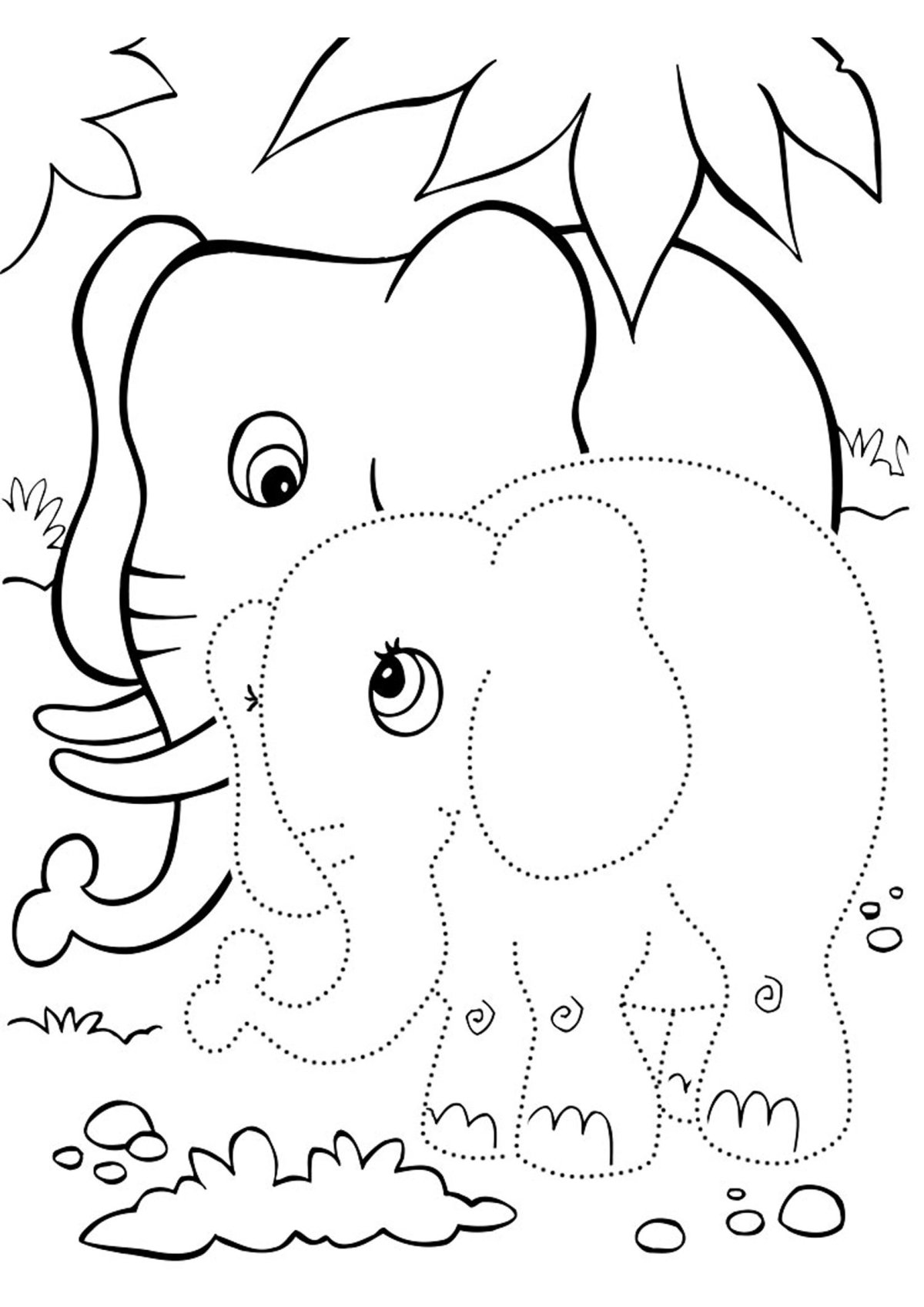 Мама для мамонтенка. Раскраска