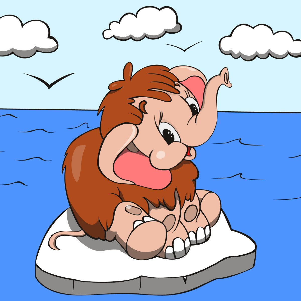 Раскраска с мамонтенком