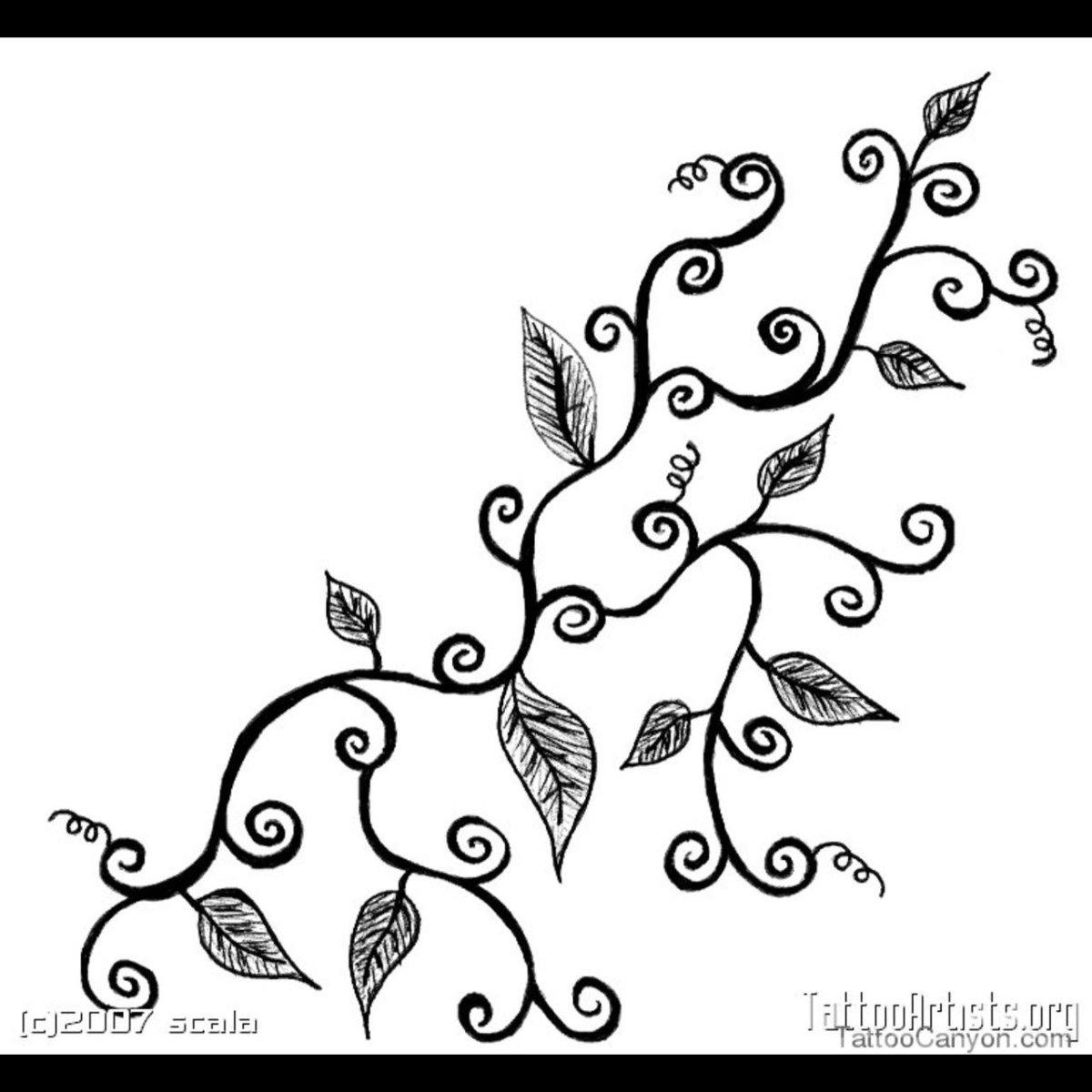 Вьющиеся цветы эскиз