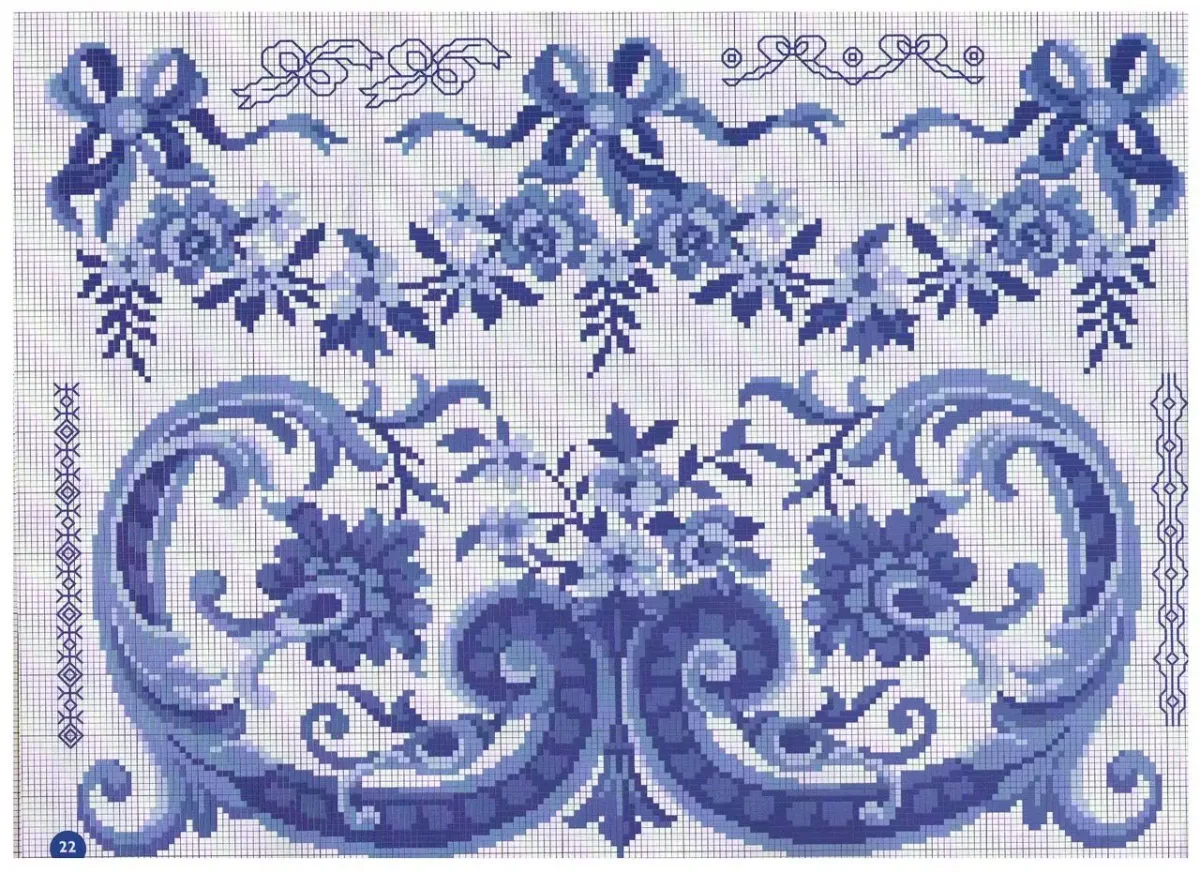 Орнамент Гжель для вышивки крестом