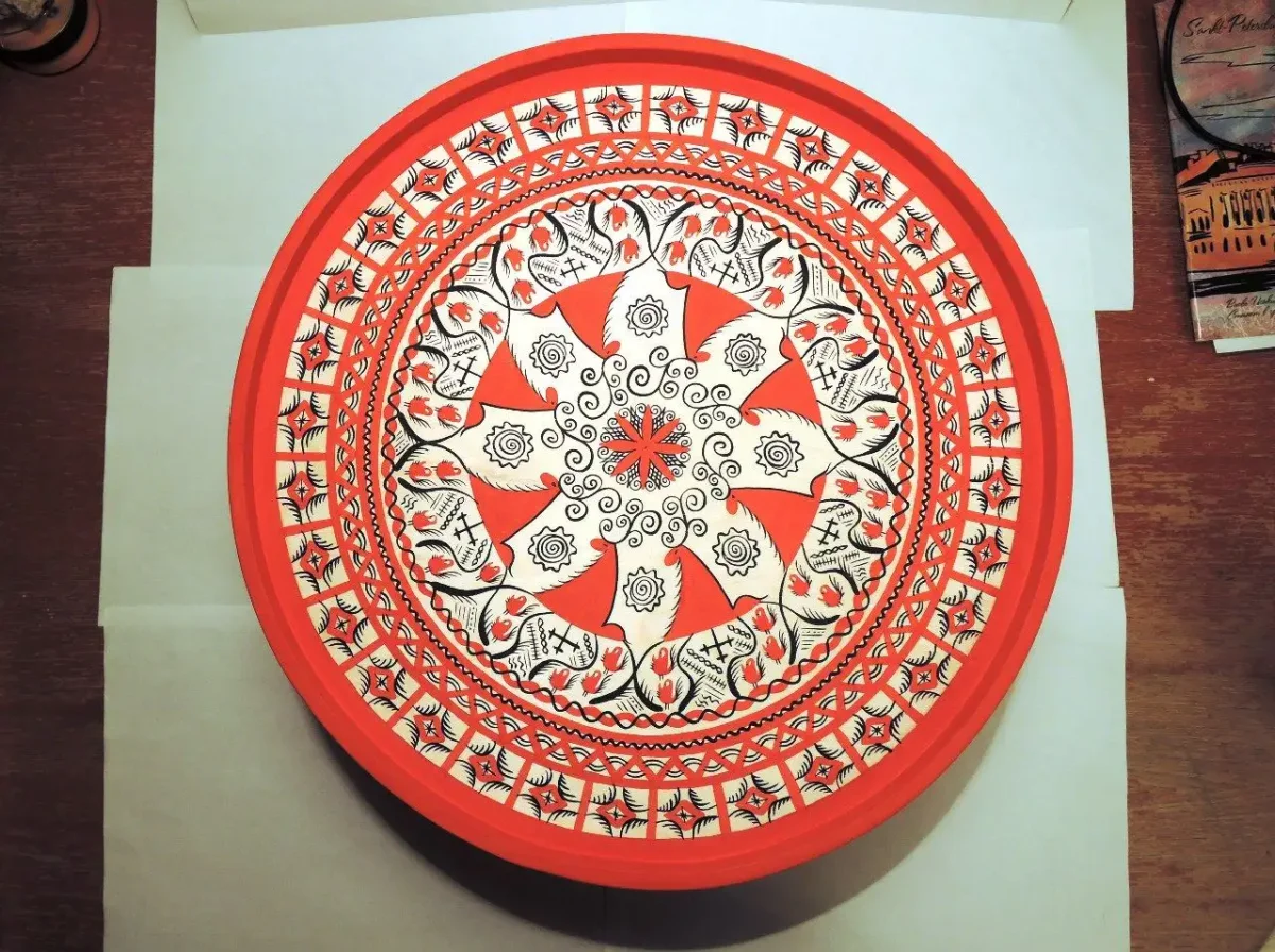 Мезенская роспись тарелка